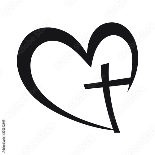 Cross heart icon. christian vector, Faith Jesus design.