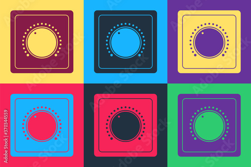 Pop art Electric light switch icon isolated on color background. On and Off icon. Dimmer light switch sign. Concept of energy saving. Vector.