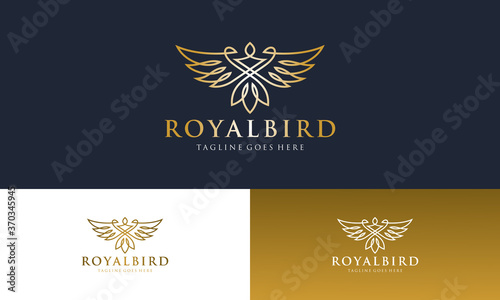 Royal Bird Logo - Abstract Eagle Symbol - Phoenix Line Art Vector Illustration photo