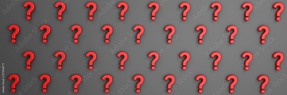 3d rendering of question mark on black minimalistic background. Wide background site head and cover photo. Pattern for texture of wallpaper. 3d rendering of question mark on black minimalistic background. Wide background site head and cover photo. Pattern for texture of wallpaper.