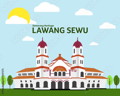 Lawang Sewu (Thousand Doors) Semarang Heritage Illustration Vector Object