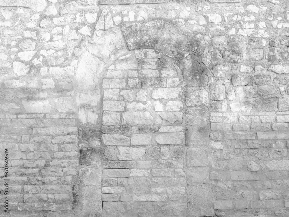 White texture of an old wall with the traces of an old door - old vintage texture design - large image in high resolution