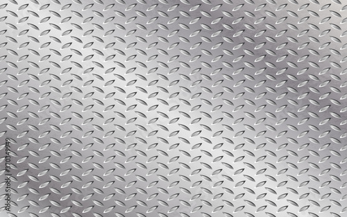 Vector rugged metal relief background. Illustration of steel background. Anti-slip shiny metal floor texture.