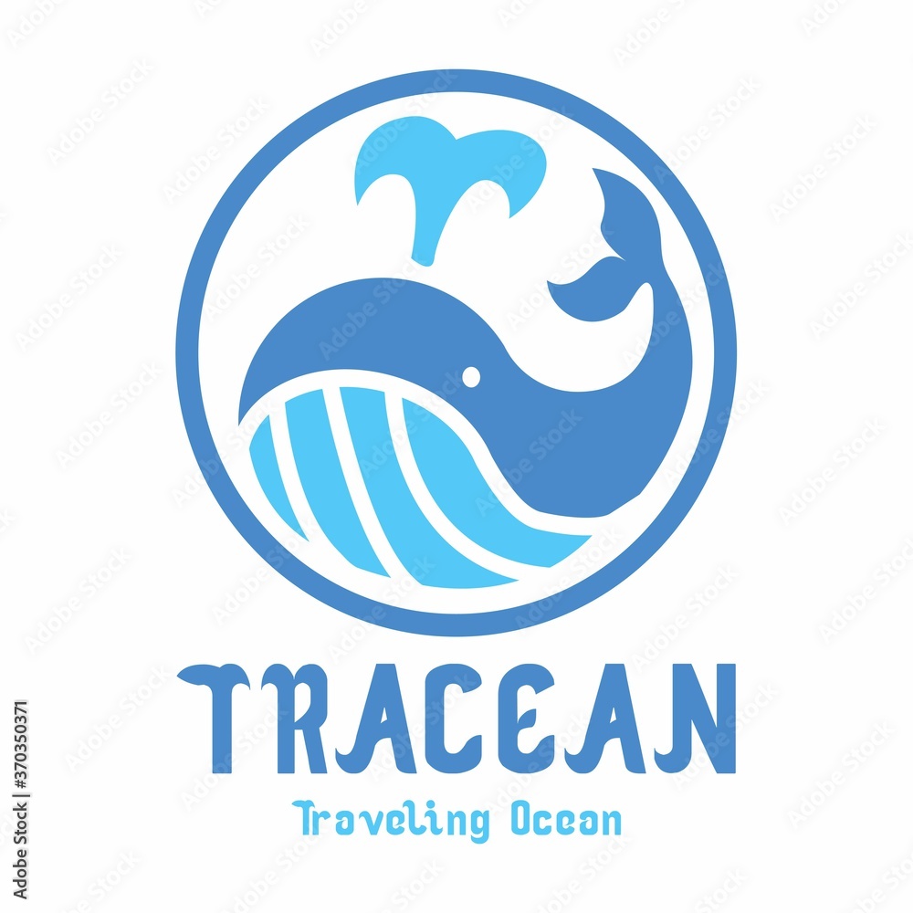 Tours and Traveling Ocean Logo Whale Icon for Travel Agency in EPS10 File