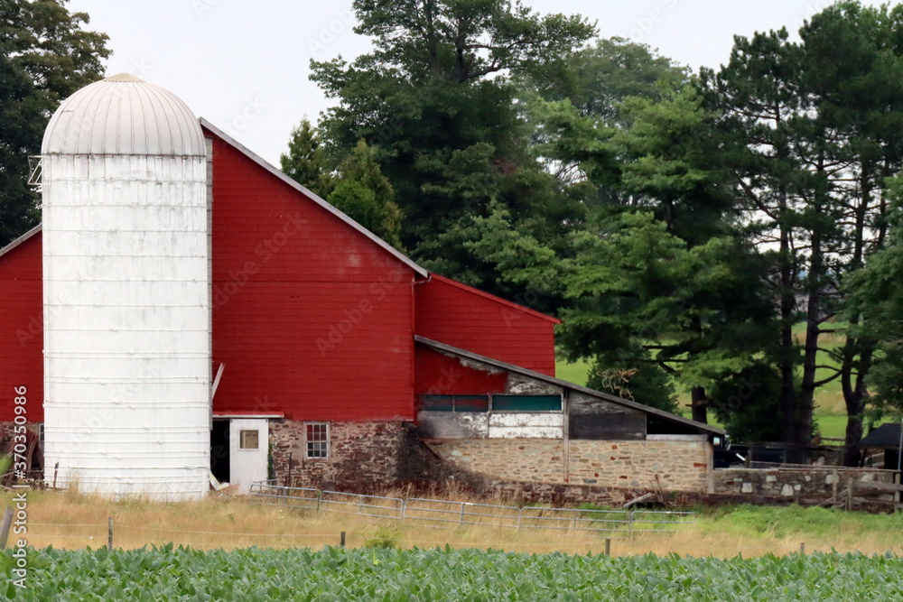 red barn and silo