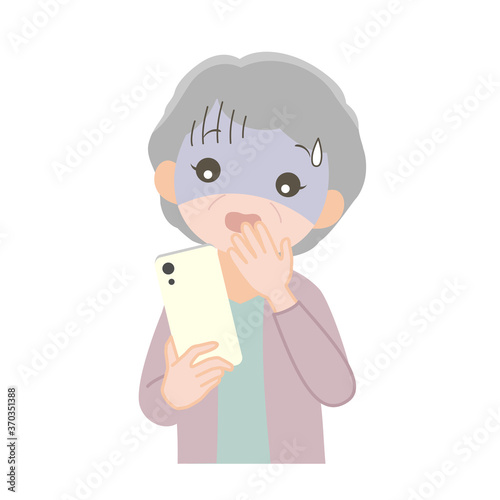 スマホを見て恐怖を感じている女性4_線なし
