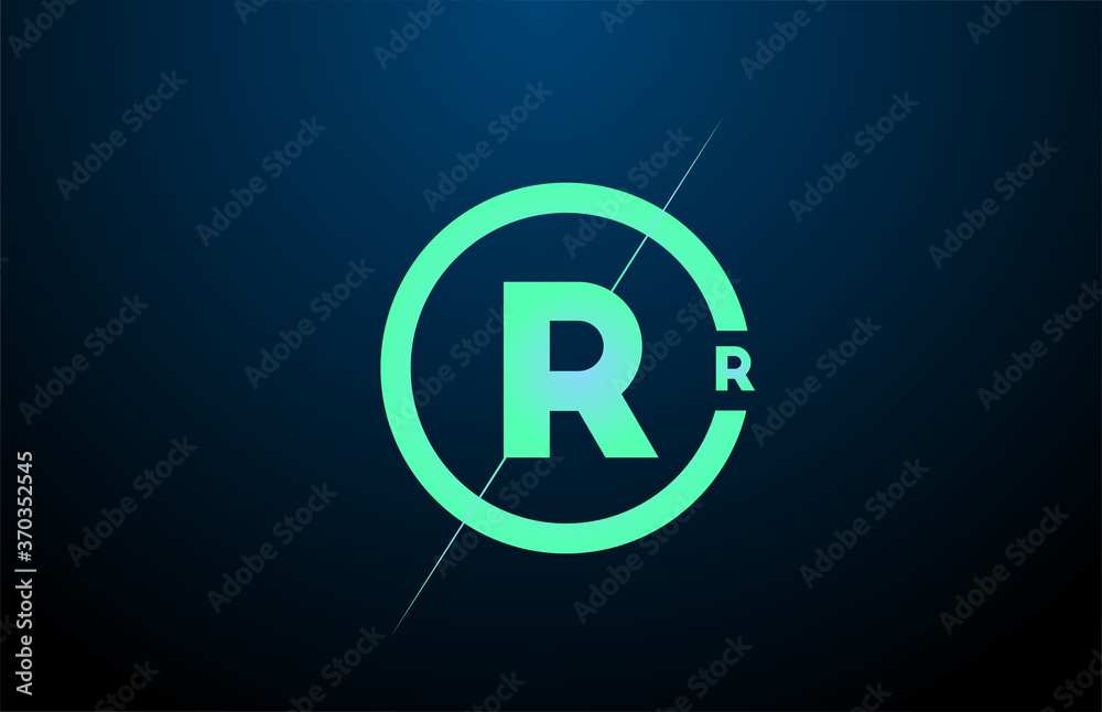 black blue green R alphabet letter logo icon. Design with circle for company and business black blue green R alphabet letter logo icon. Design with circle for company and business