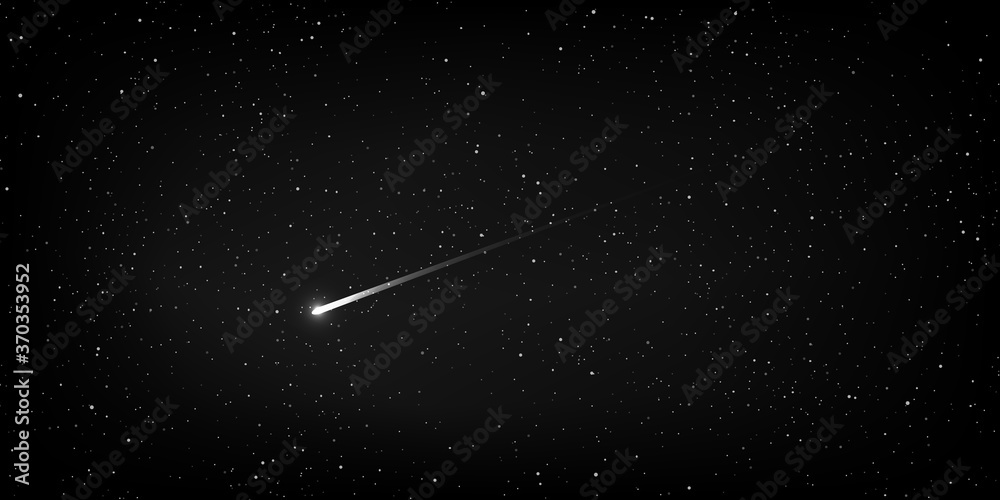 Fototapeta premium High quality meteor and comet universe on astrology horizontal background with stars in galaxy.