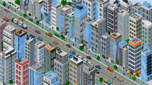 city landscape City. isometric city. City map. Architecture. Megapolis 