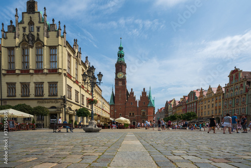 Wroclaw, Poland 02 August 2020; Summer cityscape of the old town of Wrocław, the historical capital of Lower Silesia.