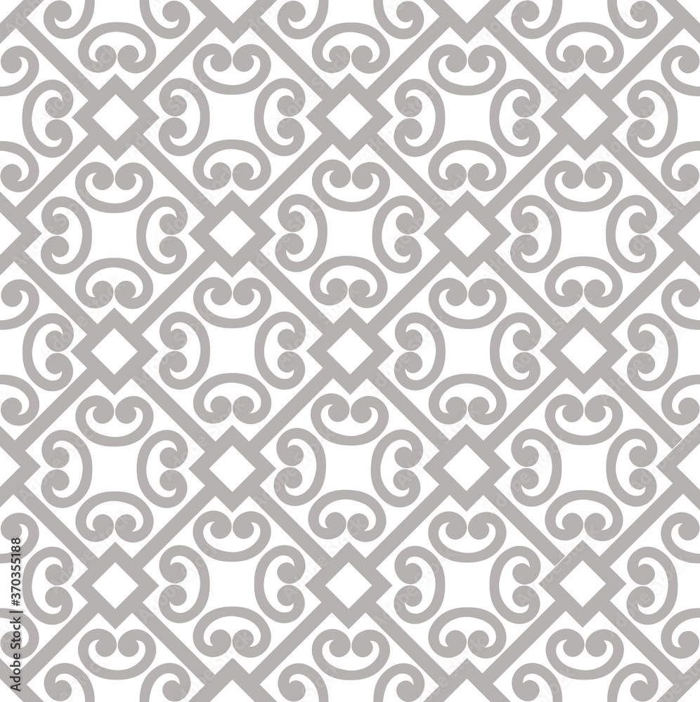 Abstract floral asian ornament. Seamless geometric pattern with swirl line ornament in oriental style.