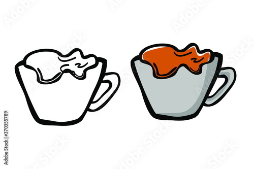spill chocolate Drink  Vector Simple Doodle Hand Draw Sketch 