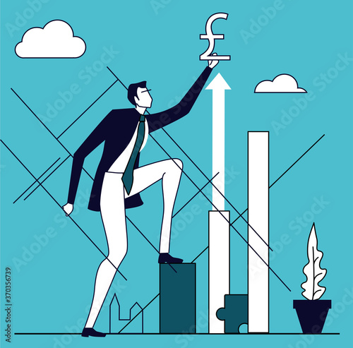 Businessman climbing up for the pound