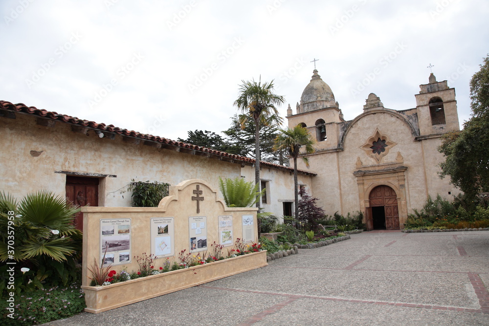 View of Roman Catholic  mission churches Mission San Carlos Borromeo de Carmelo in Carmel, California