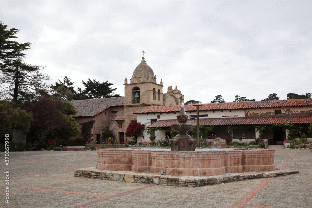 View of Roman Catholic  mission churches Mission San Carlos Borromeo de Carmelo in Carmel, California