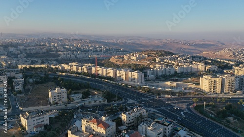 Pisgat zeev and neve Yaakov neighbourhood, Aerial North Jerusalem, Israel, Drone, August 2020  © ImageBank4U