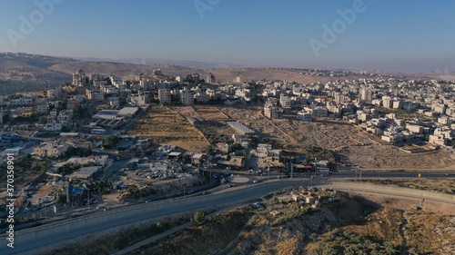 Palestine Hizma Town in North Jerusalem, Aerial view Hizma Town in Palestinian Authority, Drone view 