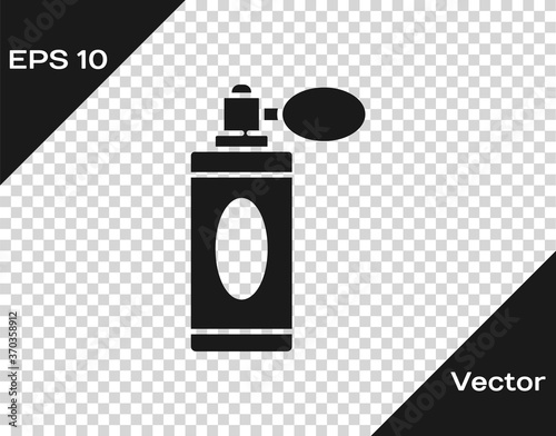 Black Aftershave bottle with atomizer icon isolated on transparent background. Cologne spray icon. Male perfume bottle. Vector Illustration.