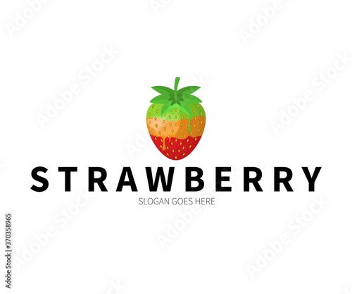 Strawberry Color Change Logo Concept. Vector Design Illustration. Symbol and Icon Vector Template.