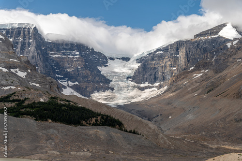 View of the Columbia Icefields in Jasper National Park, Alberta Canada. 