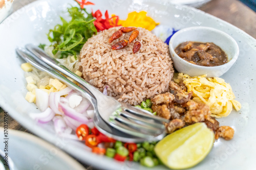 Khao Khluk Kapi, Thai food dish photo