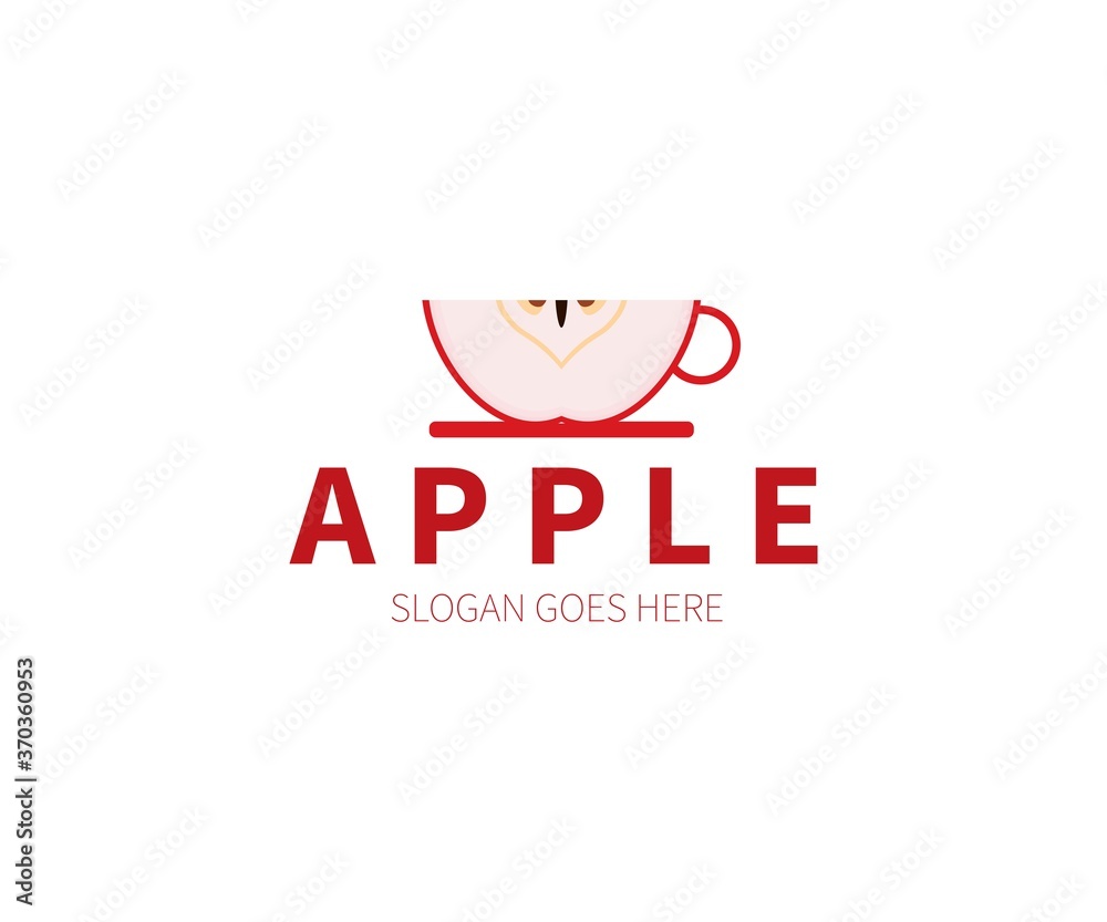 Obraz premium Apple Tea Or Coffee Cup Logo Concept. Vector Design Illustration. Symbol and Icon Vector Template.