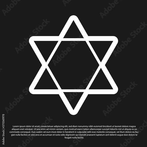 Black Star of David icon isolated on black background. Jewish religion symbol. Symbol of Israel. Vector Illustration.