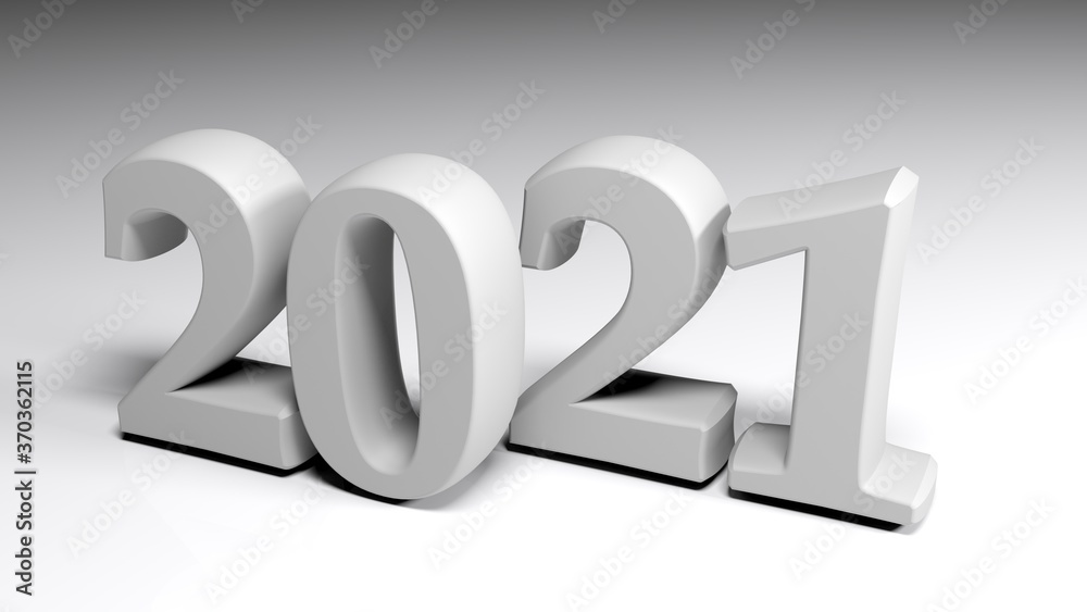 2021 gray write on gray background - 3D rendering illustration 2021 gray write on gray background - 3D rendering illustration