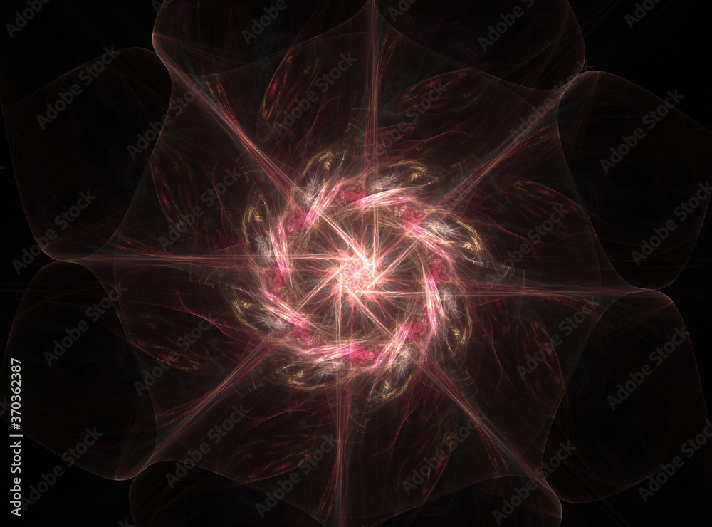 Obraz premium An abstract computer generated modern fractal design on dark background. Abstract fractal color texture. Digital art. Abstract Form & Colors. Abstract fractal element pattern for your design. 