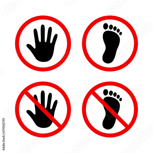 Hand and foot icon in red circle