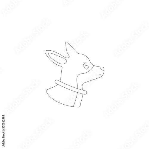 Funny line style icon of russian toy terrier for different design. Cute family dog for coloring book.