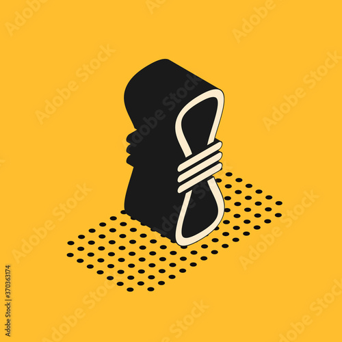 Isometric Climber rope icon isolated on yellow background. Extreme sport. Sport equipment. Vector Illustration.
