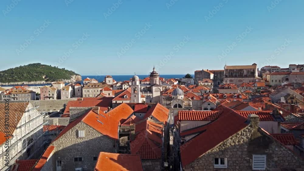 Dubrovnik, Croatia. Picturesque view on the old town, medieval Ragusa, at the Dalmatian Coast of the Adriatic Sea. Dubrovnik, Croatia. Picturesque view on the old town, medieval Ragusa, at the Dalmatian Coast of the Adriatic Sea.