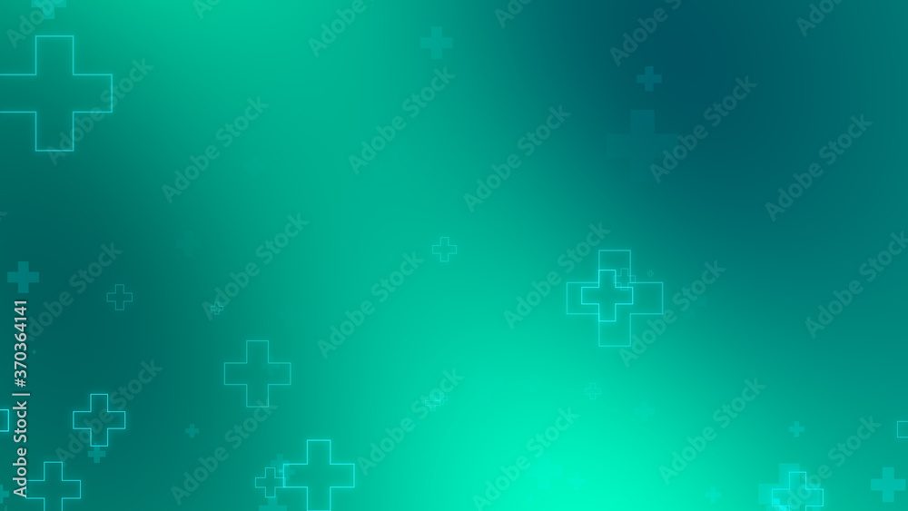 Medical health blue green cross neon light shapes pattern background. Abstract healthcare technology and science concept. Medical health blue green cross neon light shapes pattern background. Abstract healthcare technology and science concept.