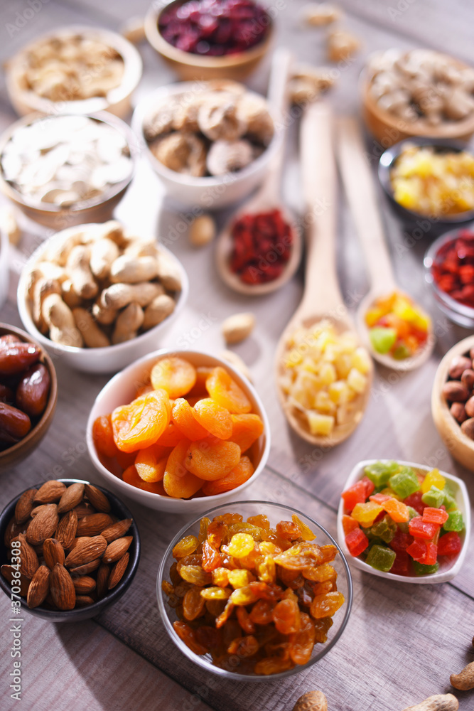 Composition with dried fruits and assorted nuts. Delicacies Composition with dried fruits and assorted nuts. Delicacies