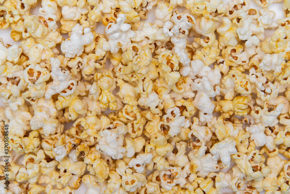Popcorn on a white background.