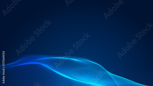 Fototapeta Naklejka Na Ścianę i Meble -  Dot blue wave light screen gradient texture background. Abstract  technology big data digital background. 3d rendering.