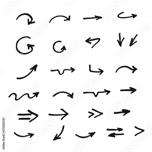 Vector set of hand drawn arrows