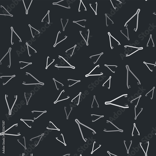 Grey Medical tweezers icon isolated seamless pattern on black background. Medicine and health. Anatomical tweezers. Vector Illustration.