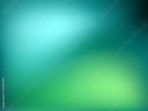 Abstract green and blue blurred gradient background with light. Nature backdrop. Vector illustration. Ecology concept for your graphic design, banner or website