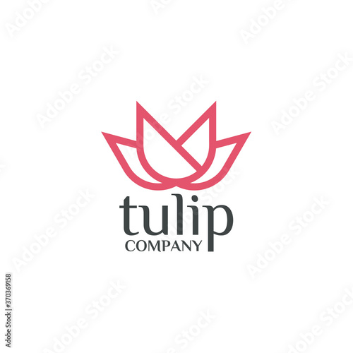 Simple Elegant Line Floral, Tulip Flower Luxury for Beauty Nature Plant Natural Cosmetic Logo design