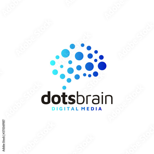 Futuristic modern human brain digital dots structure for innovation science tech knowledge logo design