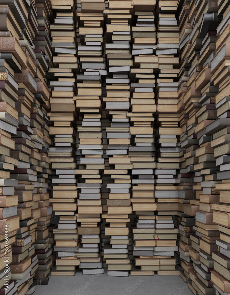 Stack piles of literature text archive books on room background for academic education learning concept. 3d rendering. Stack piles of literature text archive books on room background for academic education learning concept. 3d rendering.
