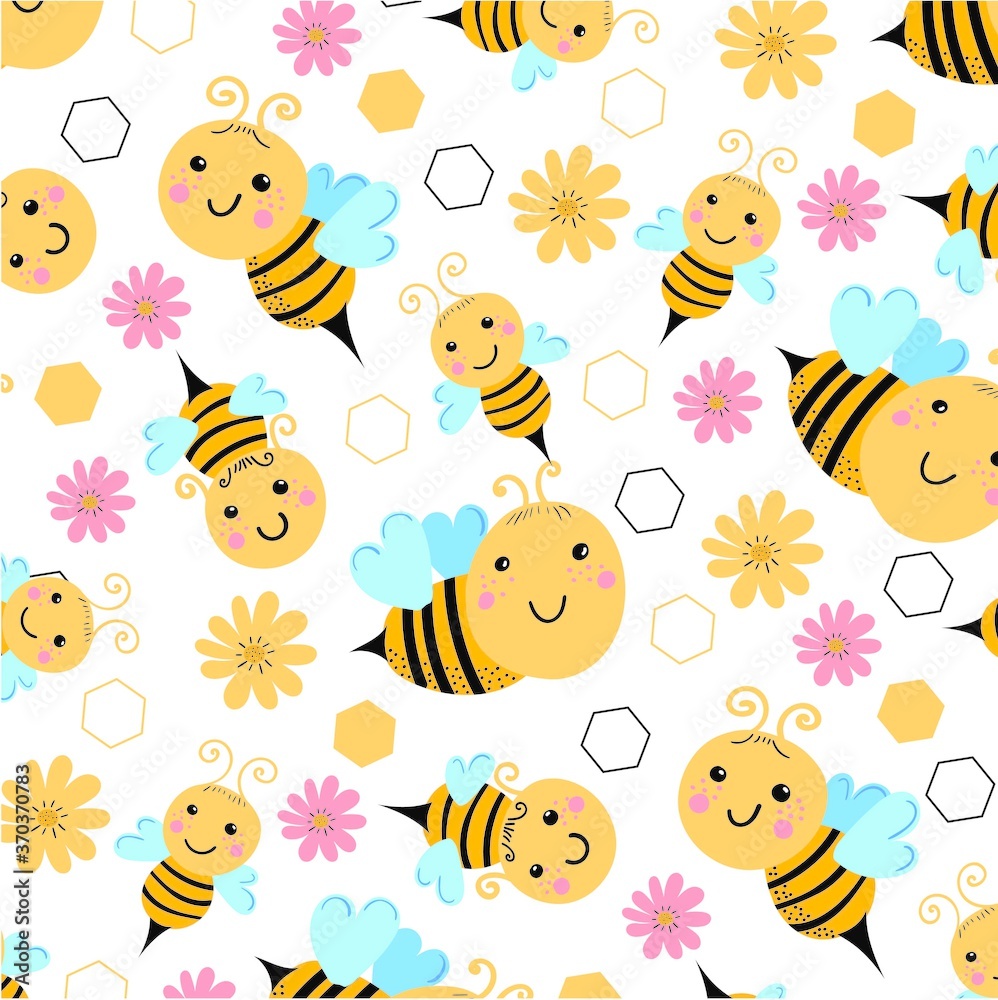 Fototapeta premium Bee design collection, Honeycomb and honey, yellow pattern banner