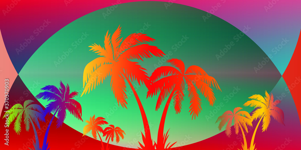 palm trees on sunset background