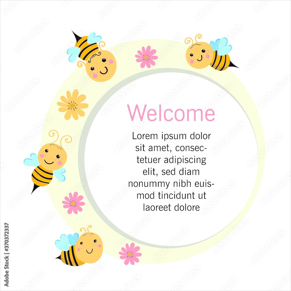 Banner for children birthday congratulation on honeycomb background