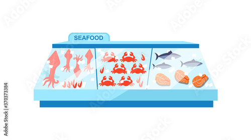 Seafood freezer flat color vector object