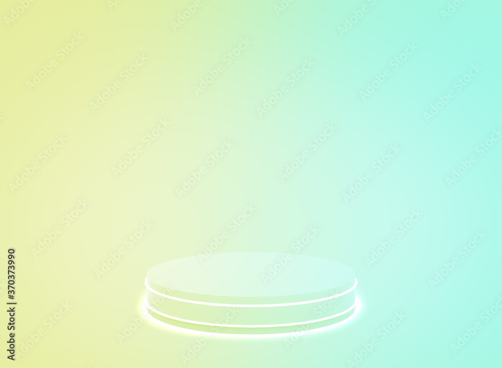 3d yellow green pastel color gradient neon light cylinder podium minimal studio background. Abstract 3d geometric shape object illustration render. Display for cosmetic fashion product. 3d yellow green pastel color gradient neon light cylinder podium minimal studio background. Abstract 3d geometric shape object illustration render. Display for cosmetic fashion product.