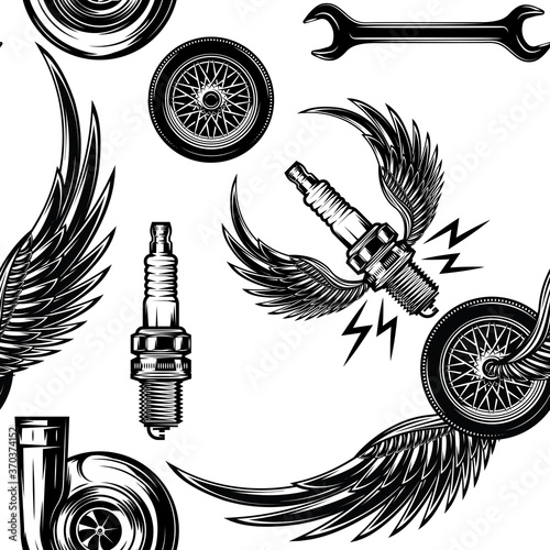 Vector seamless background for design wrapper or packaging on an automotive theme