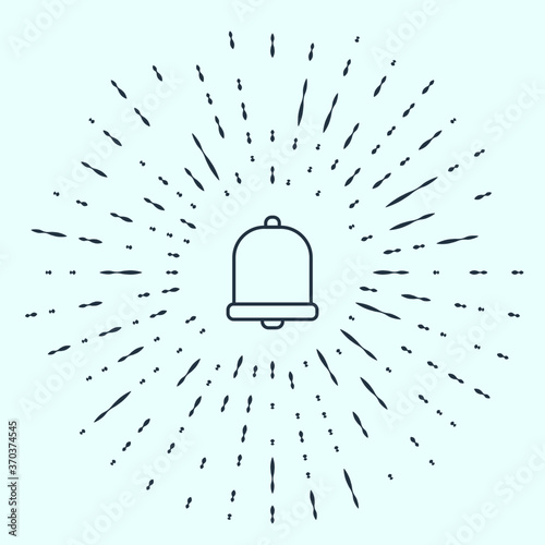 Black line Church bell icon isolated on grey background. Alarm symbol, service bell, handbell sign, notification symbol. Abstract circle random dots. Vector Illustration.